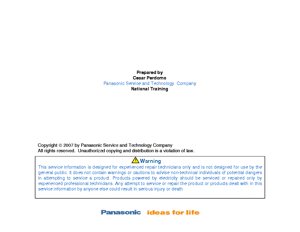 PANASONIC 10TH GEN PLASMA PANEL REPLACEMENT service manual (2nd page)