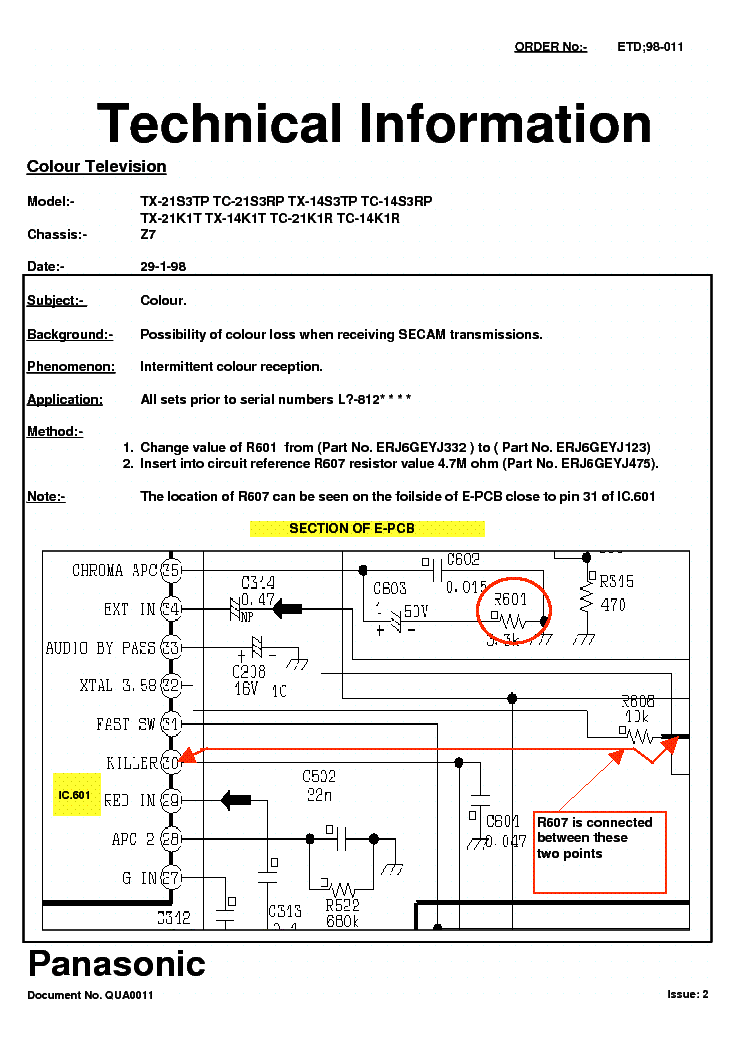 PANASONIC CHASSIS Z-7 TECHNICAL-INFO service manual (1st page)