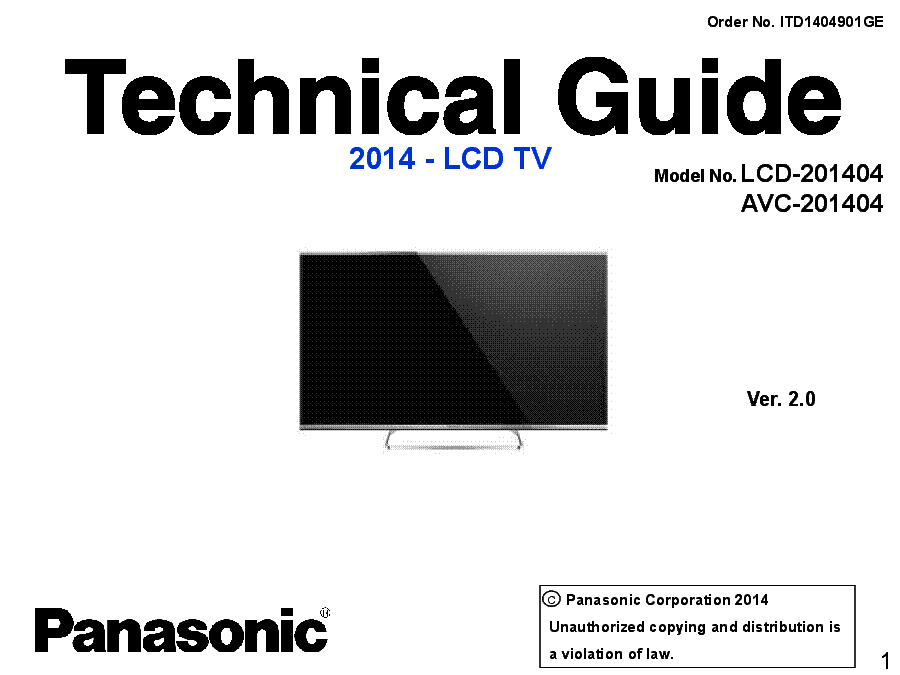 PANASONIC ITD1404901GE LCD-201404 AVC-201404 VER.2.0 2014 LCD TECHNICAL GUIDE service manual (1st page)