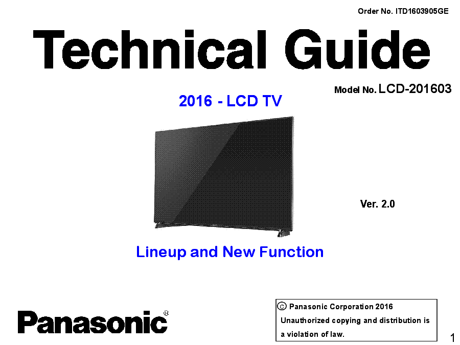 PANASONIC ITD1603905GE LCD-201603 2016 TECHNICAL GUIDE TROUBLESHOOTING VER.2.0 NEW FUNCTION service manual