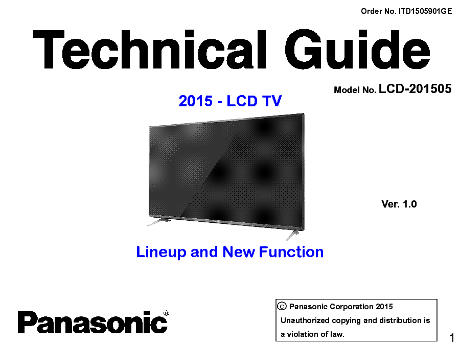 PANASONIC LCD-201505 TECHNICAL GUIDE LINEUP NEW FUNCTION VER.1.0 service manual (1st page)