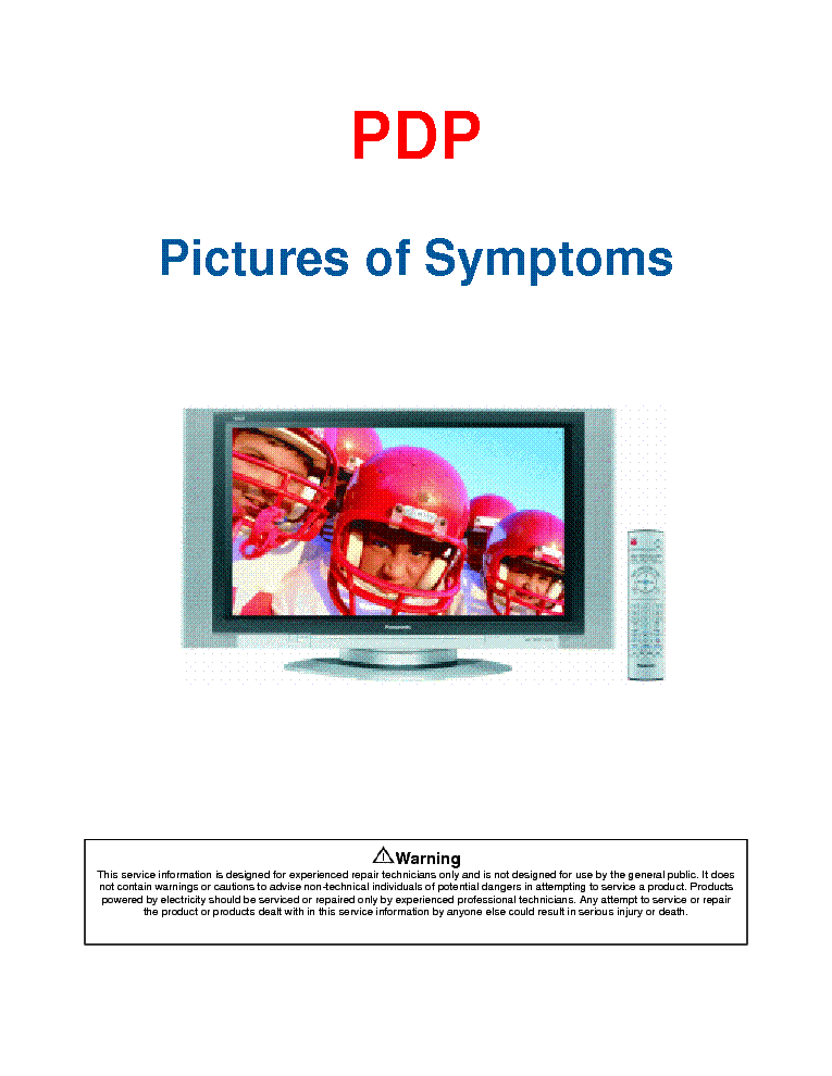 PANASONIC PICTURES OF PLASMA SYMPTOMS service manual (1st page)