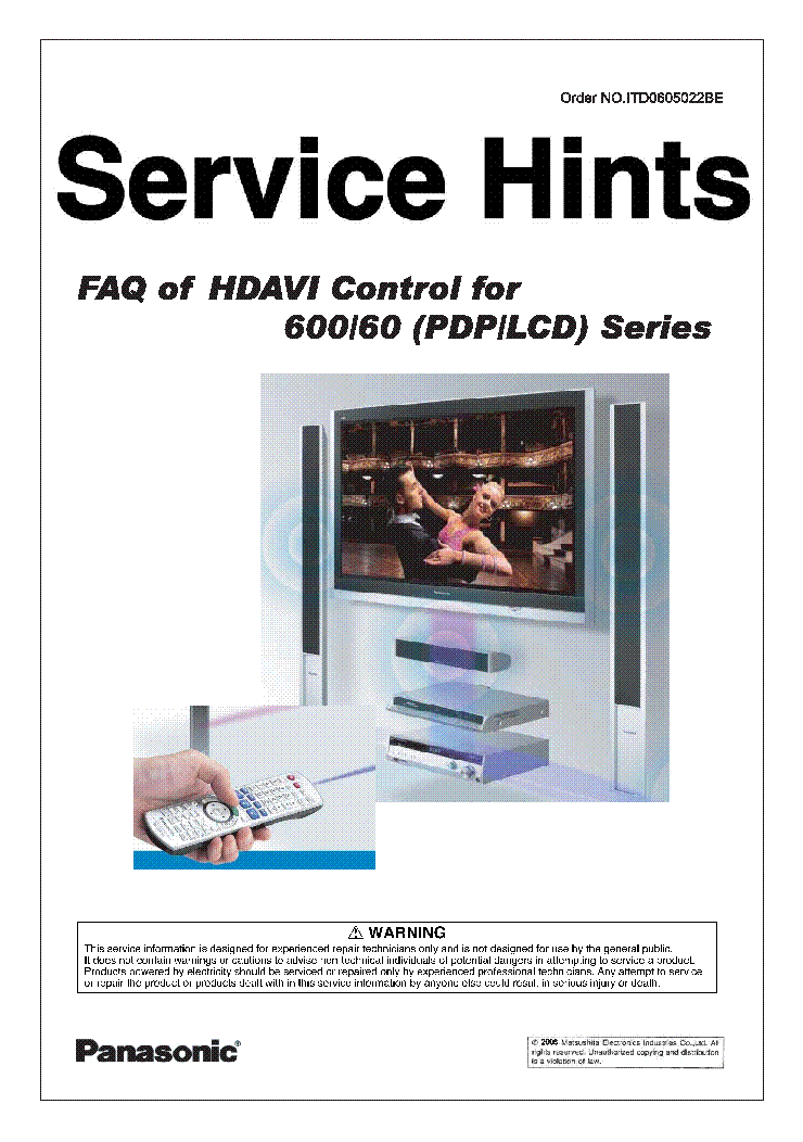 PANASONIC SERVICE-TIPS 600 60 PDP LCD service manual (1st page)