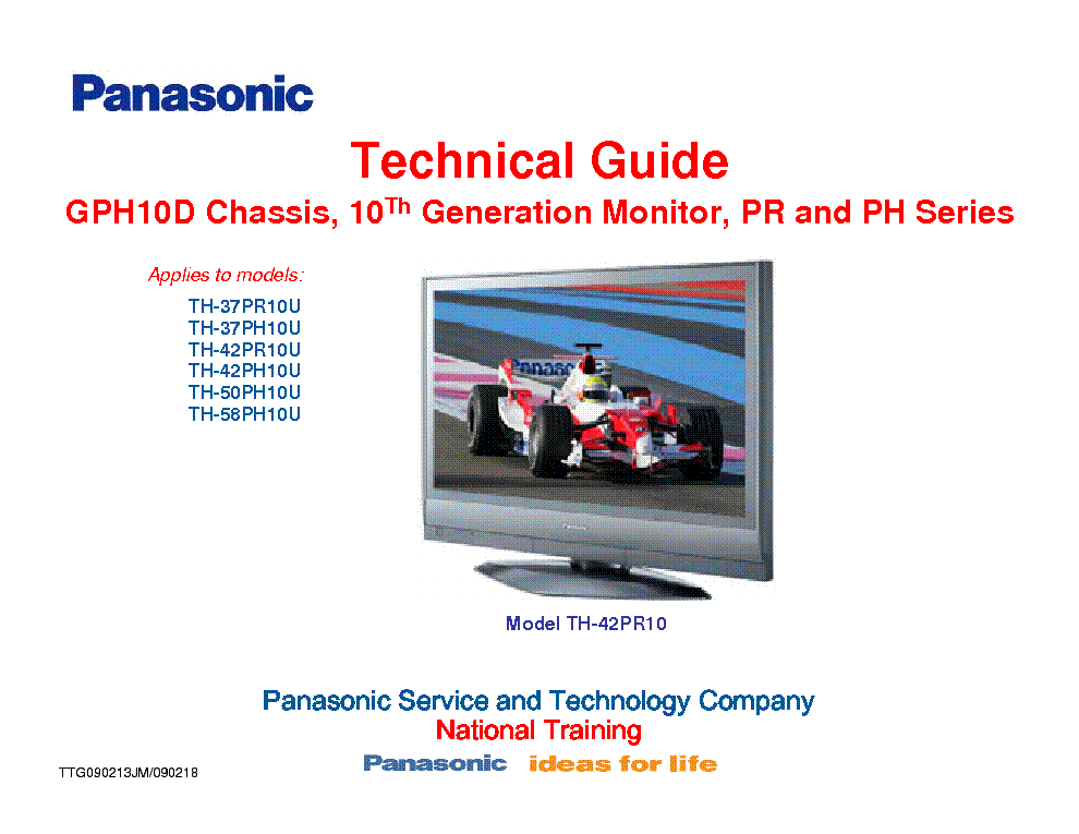 PANASONIC TH-37 42 50 58PH10U PR10U CHASSIS GPH10D PR PH SERIES TECHNICAL GUIDE service manual (1st page)