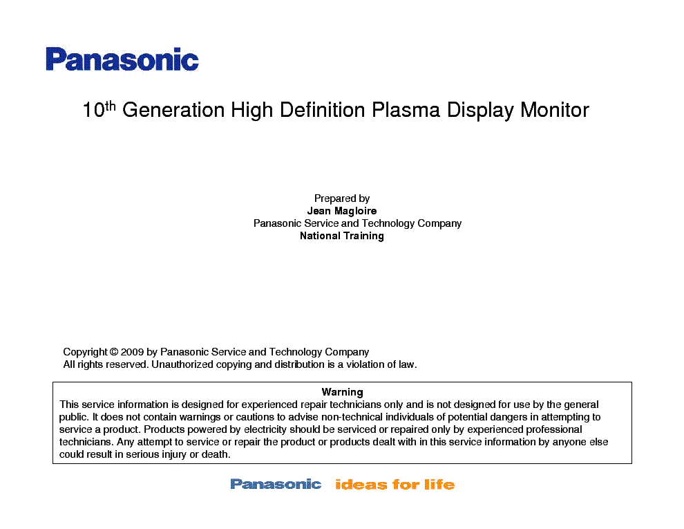 PANASONIC TH-37 42 50 58PH10U PR10U CHASSIS GPH10D PR PH SERIES TECHNICAL GUIDE service manual (2nd page)