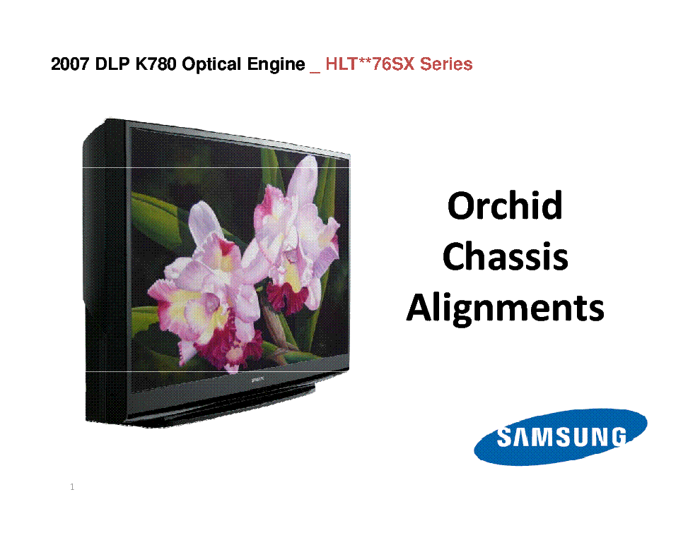 SAMSUNG DLP ORCHID GEOMETRY AND LIGHT TUNNEL ADJUSTMENT service manual (1st page)