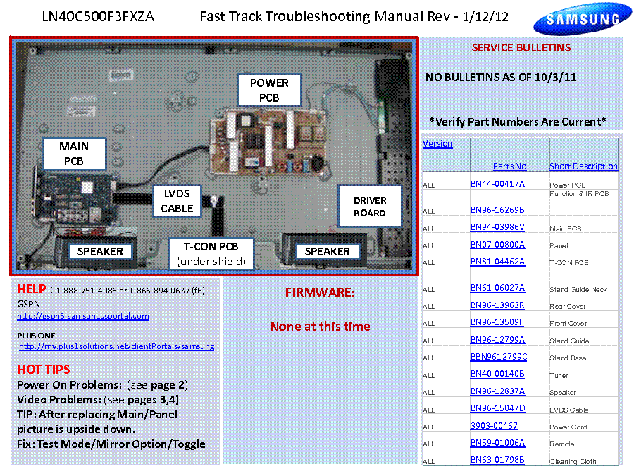SAMSUNG LCD LN40C500F3FXZA FAST TRACK service manual (1st page)