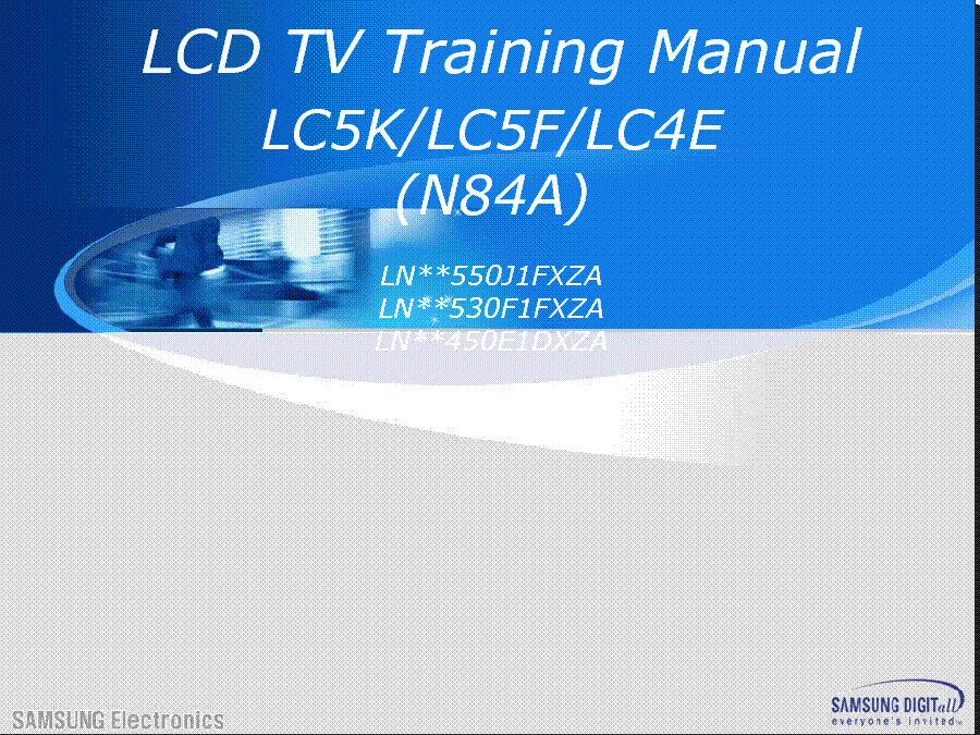 SAMSUNG LN32C550J1F LN37C550J1F LN40C550J1F LN46C550J1F LN32C530F2D LC5K LC5F LC4E N84A TRAINING service manual (1st page)