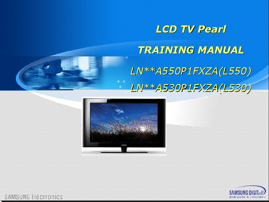 SAMSUNG LN46A550P1FXZA LN52A550P1FXZA LN52A550P1 LN52A530P1 L550 L530 PEARL TRAINING service manual (1st page)