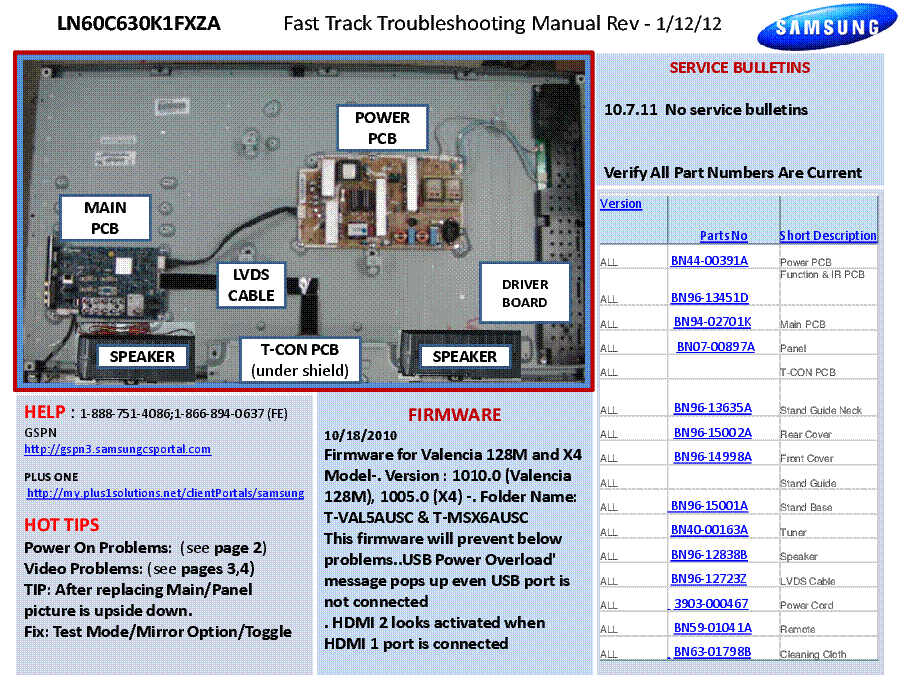 SAMSUNG LN60C630K1FXZA FAST TRACK 1.12.12 service manual (1st page)