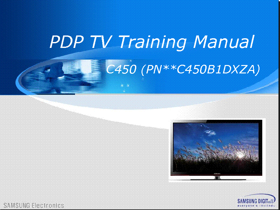 SAMSUNG PN42C450B1DXZA PN50C450B1DXZA C450 TRAINING service manual (1st page)