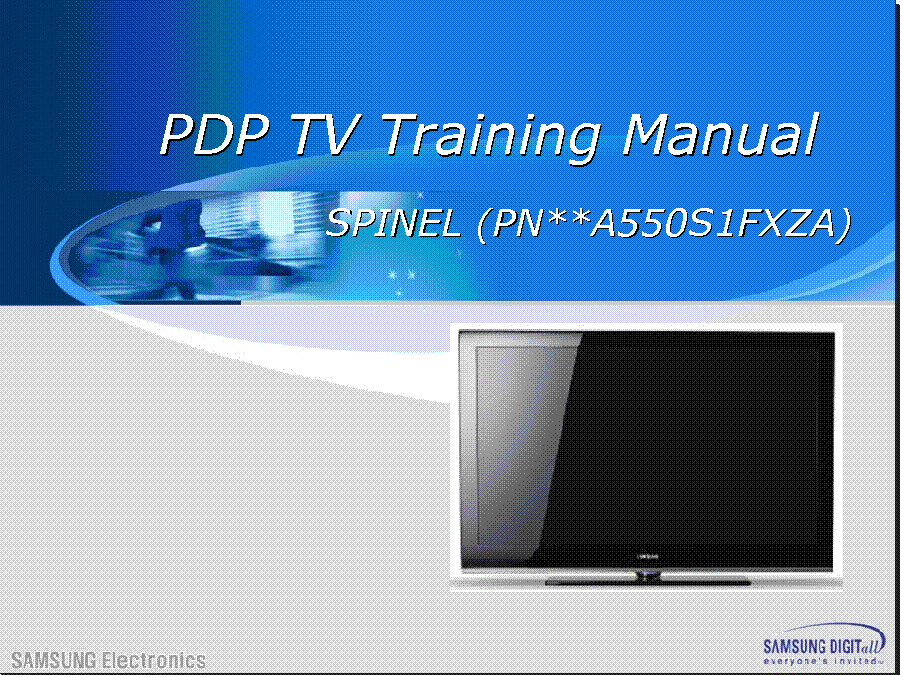SAMSUNG PN50A550S1FXZA PN58A550S1FXZC PN50B430P2DXC PN50A550S1FXZC SPINEL TRAINING service manual (1st page)