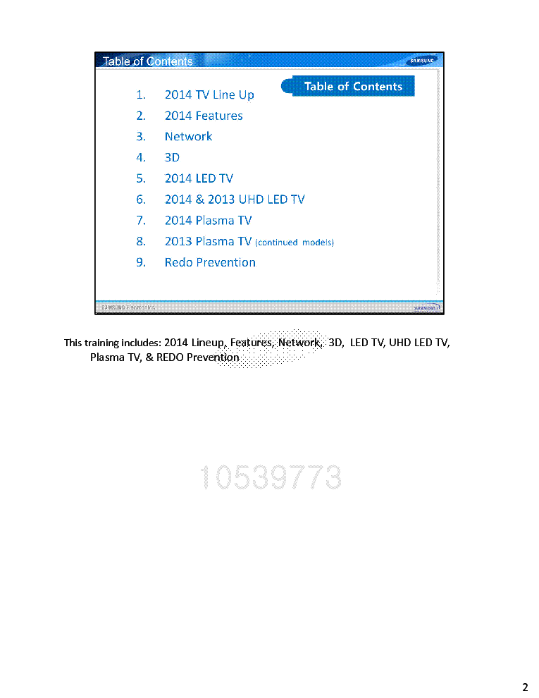 SAMSUNG TV TRAINING COURSE 2014 service manual (2nd page)