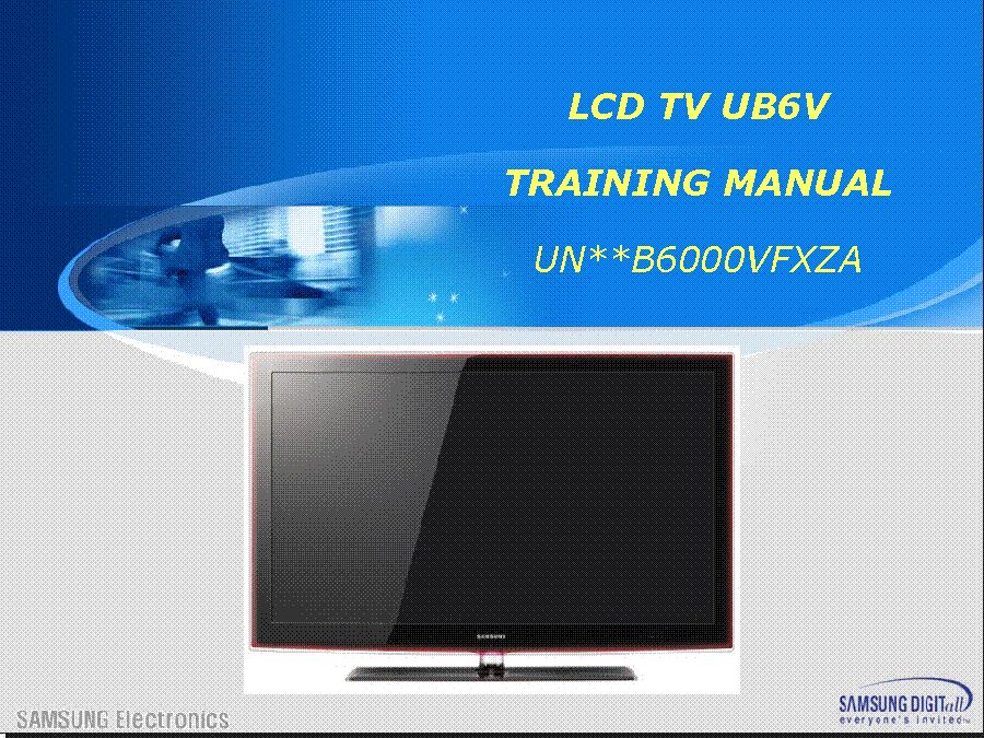 SAMSUNG UN32B6000 UN40B6000 UN46B6000 UN55B6000 UN6V LED TRAINING service manual (1st page)