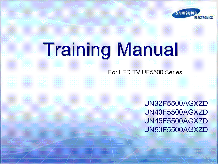 SAMSUNG UN32F5500AG UN40F5500 UN46F5500 UN50F5500 LED TRAINING service manual (1st page)