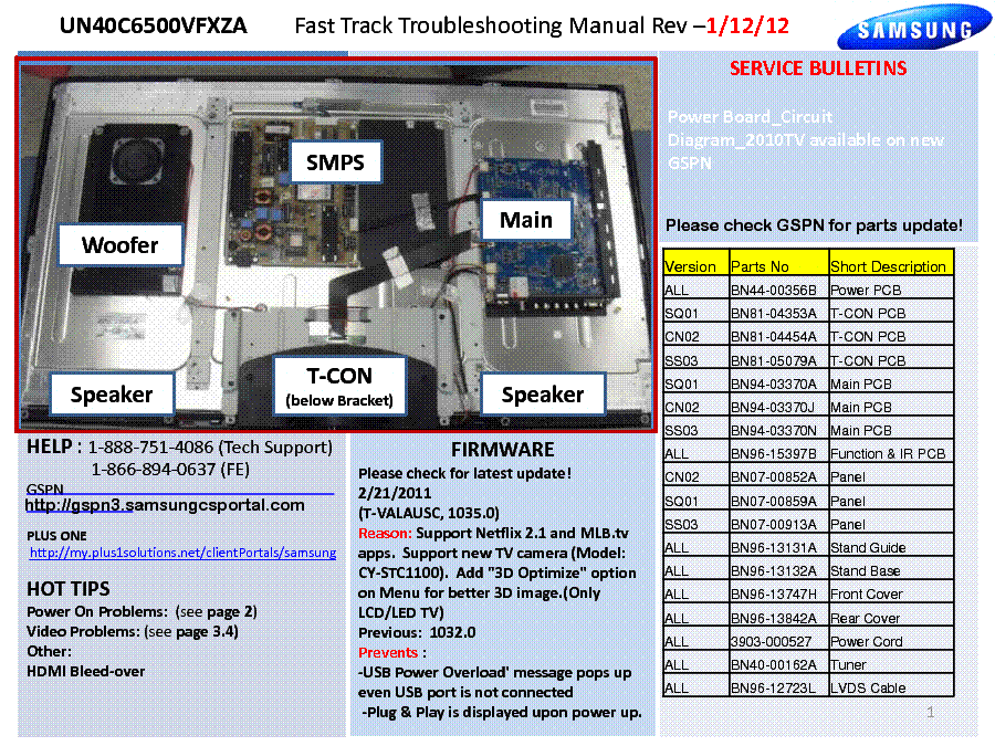 SAMSUNG UN40C6500VFXZA FAST TRACK GUIDE service manual (1st page)