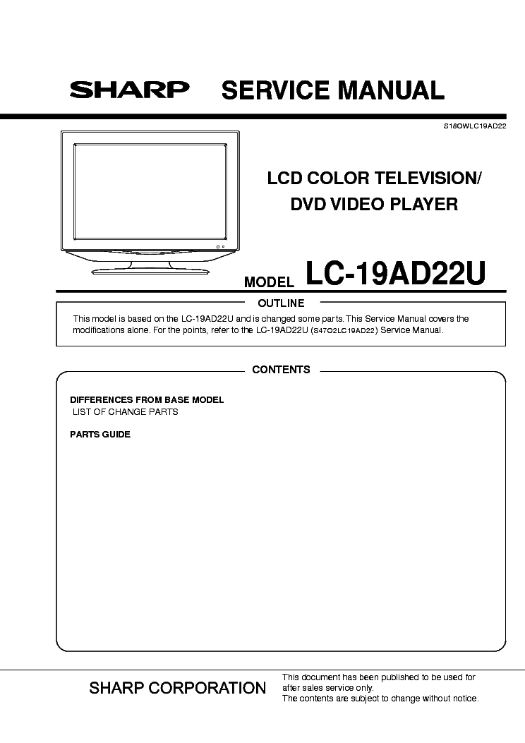 SHARP LC-19AD22U REV service manual (1st page)