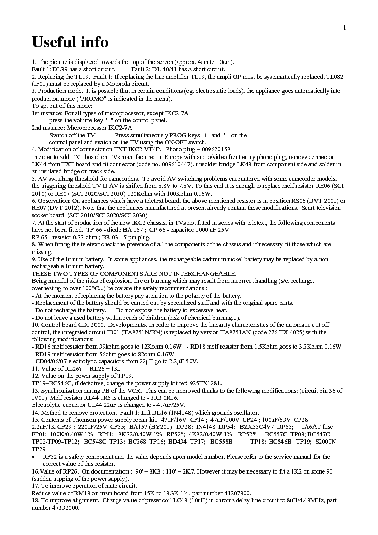 SERVICE TIPS CHASSIS IKC2  service manual