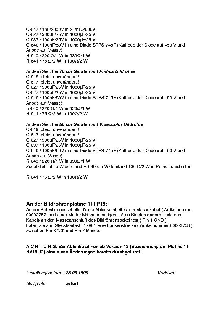 VESTEL CHASSIS 11AK18 TECHNISCHE-MITTEILUNG 011-99 service manual (2nd page)