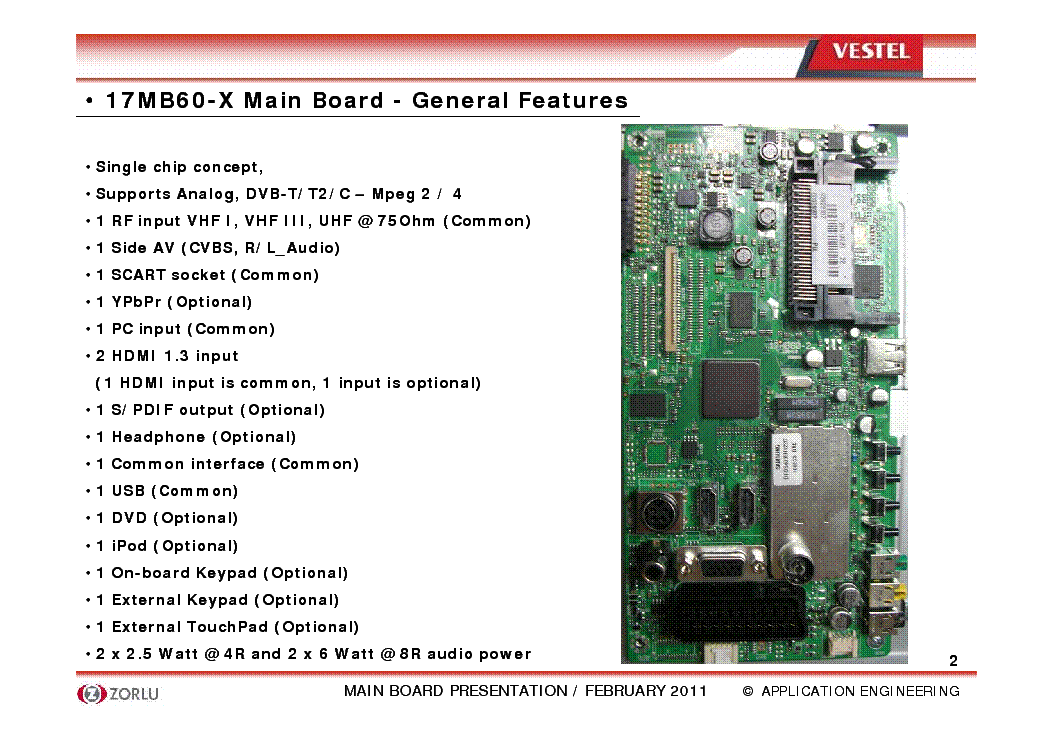 VESTEL CHASSIS 17MB60 MAIN BOARD PRESENTATION service manual (2nd page)