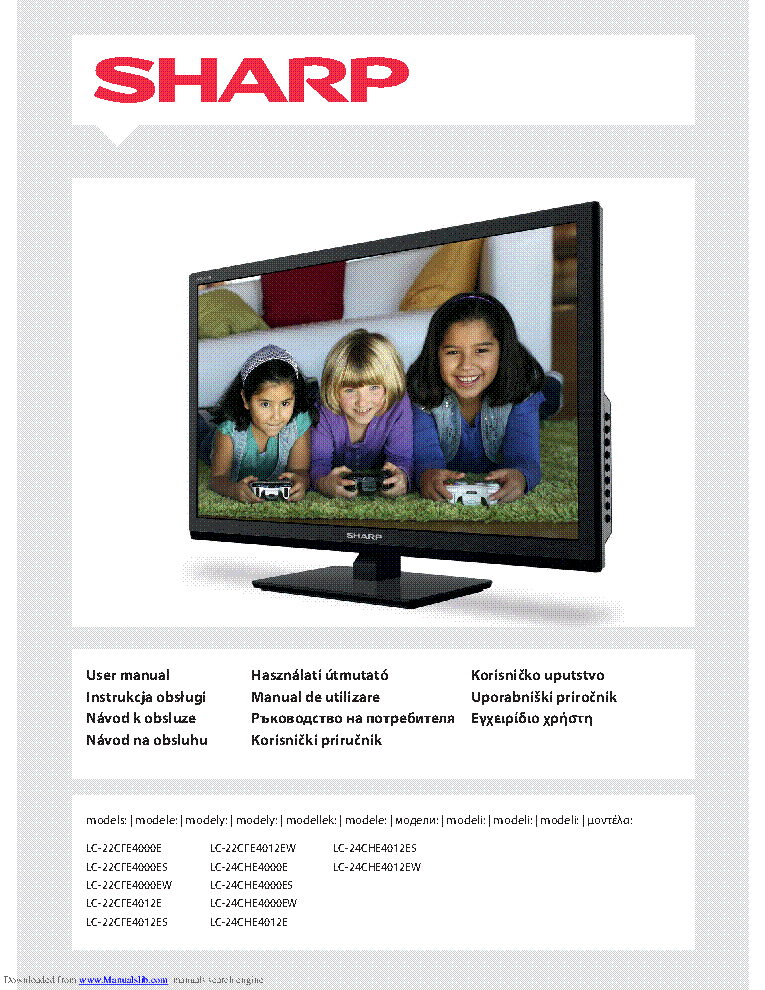 SHARP LC 22CFE4000E ES EW 4012E ES EW LC 24CHE4000E ES EW 4012 E ES EW MULTILANGUAGE USER MANUAL service manual (1st page)