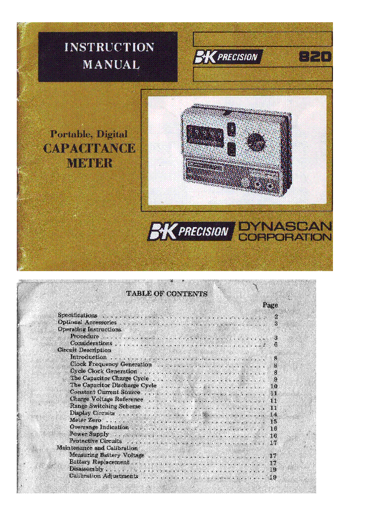 BK PRECISION 820 SM service manual (1st page)