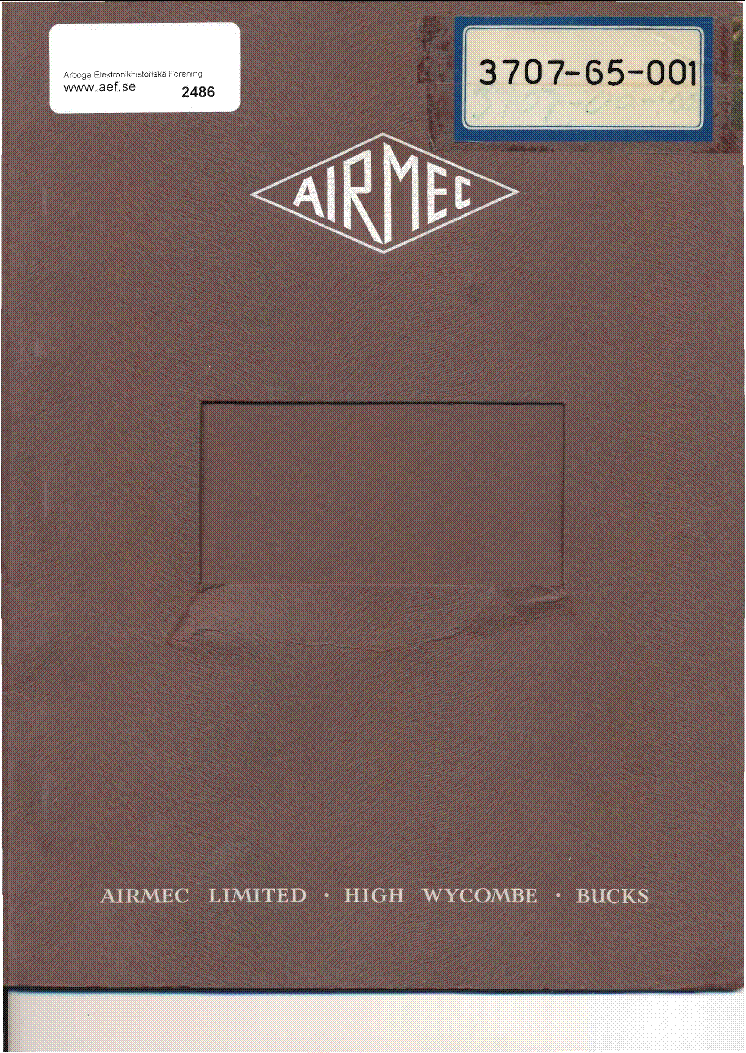 AIRMEC 732 IONISATION TESTER 5KV UM service manual