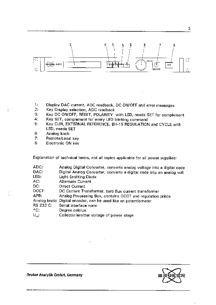 BRUKER B-EC1 LOCAL AND REMOTE PSU CONTROLLER 1998 SM Service Manual ...