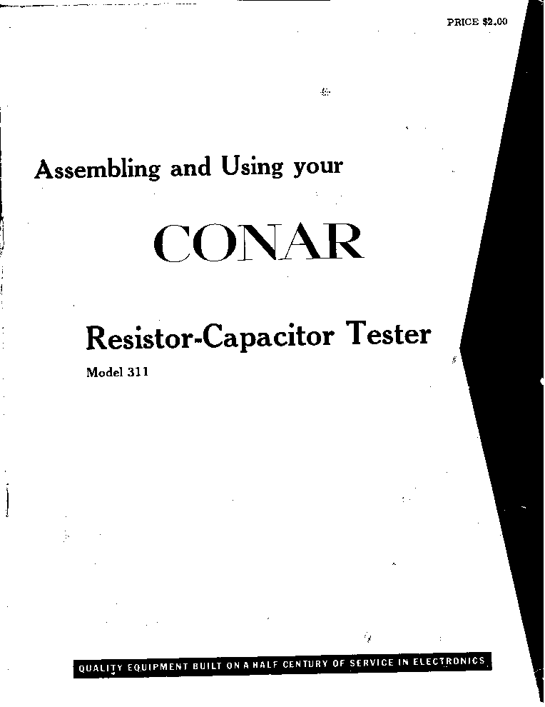 CONAR 311 RESISTOR-CAPACITOR TESTER AC-BRIDGE 1971 SM service manual