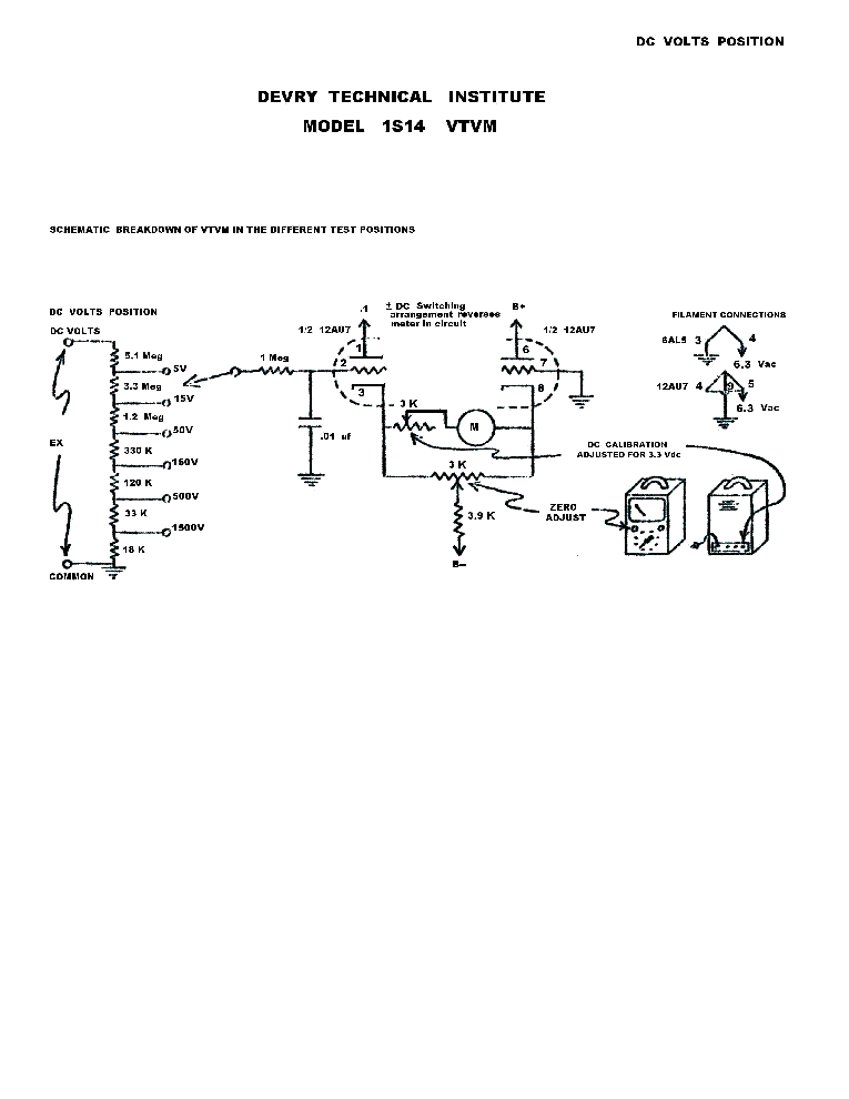 DEVRY 1S14 VTVM SM service manual (2nd page)