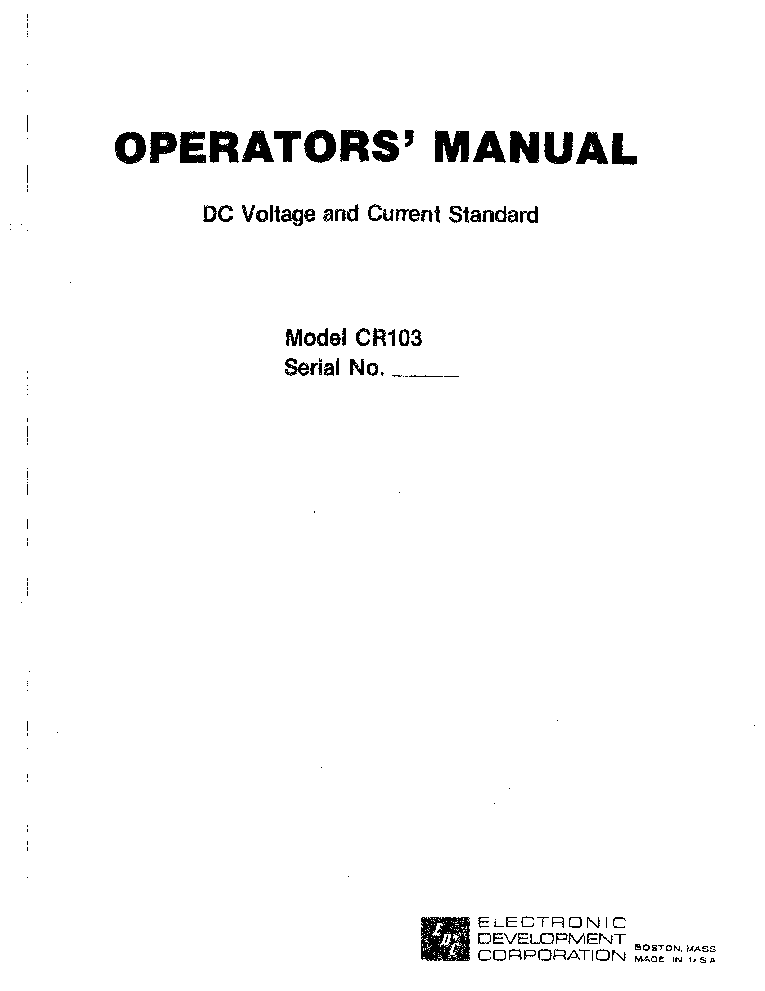 EDC CR103 STANDARD DC VOLTAGE AND CURRENT service manual (1st page)