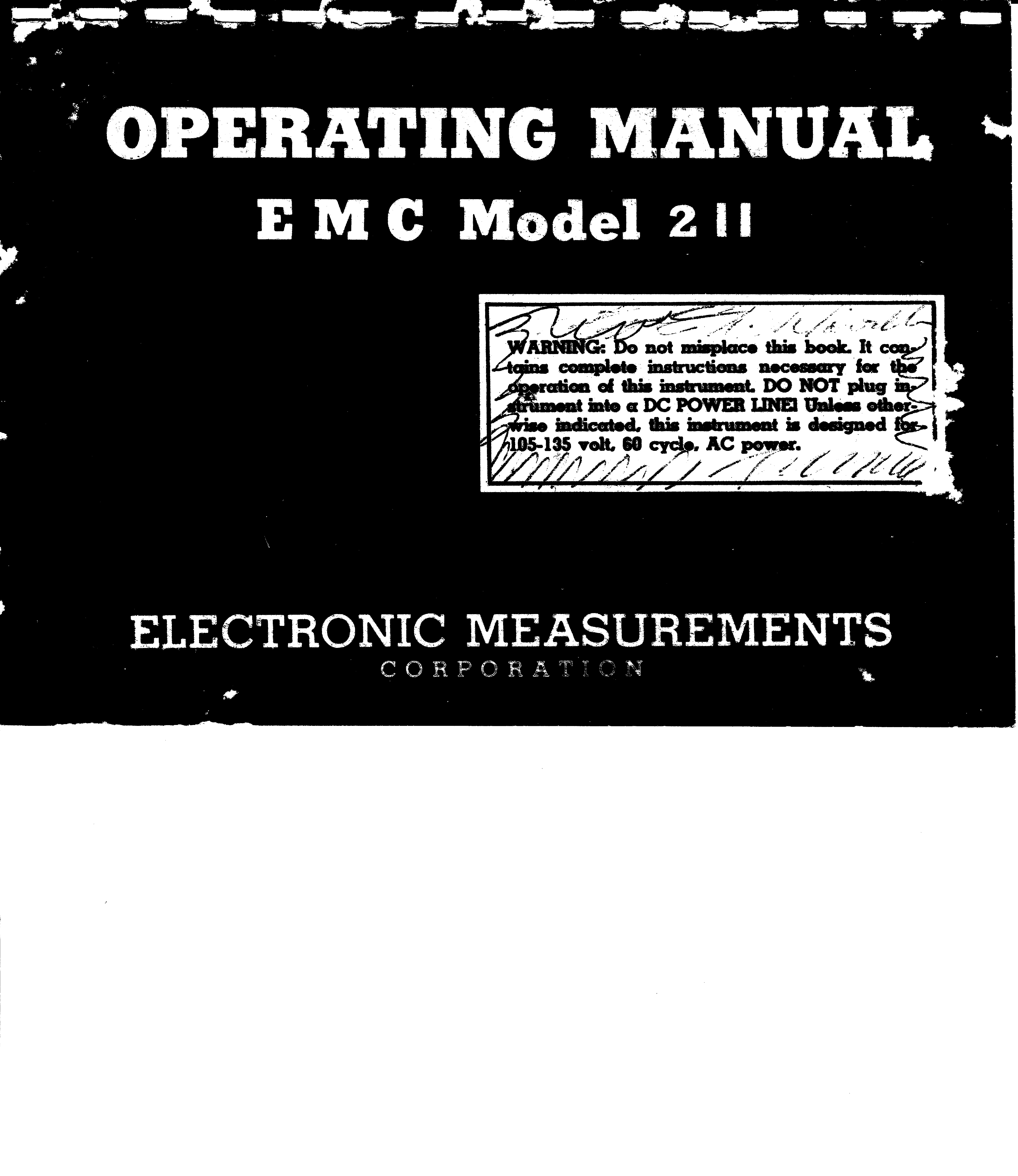 EMC Model 213-215 Röhrenprüfgerät Operating Manual 