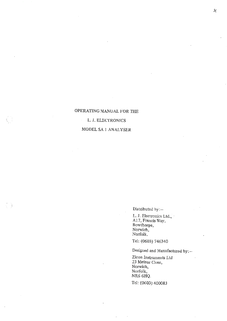 L.J.-ELECTRONICS SA-1 4MHZ-CLK LOGIC ANALYZER 1981 SM service manual (1st page)