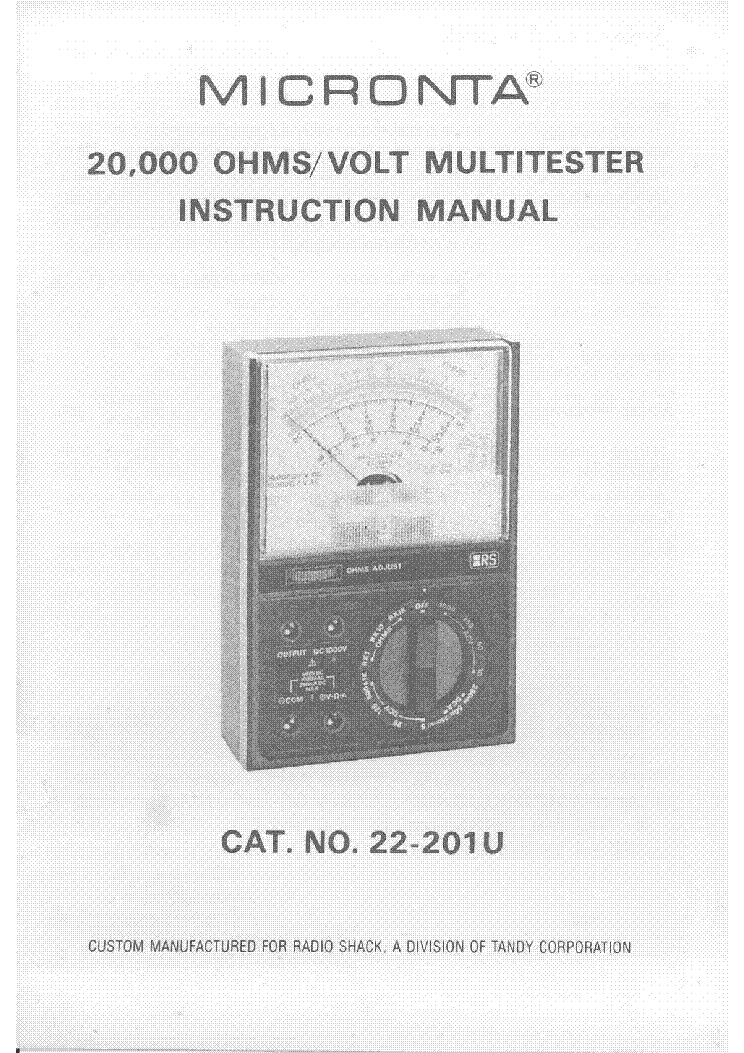 MICRONTA 22-201U VOM ANALOG MM SM service manual (1st page)