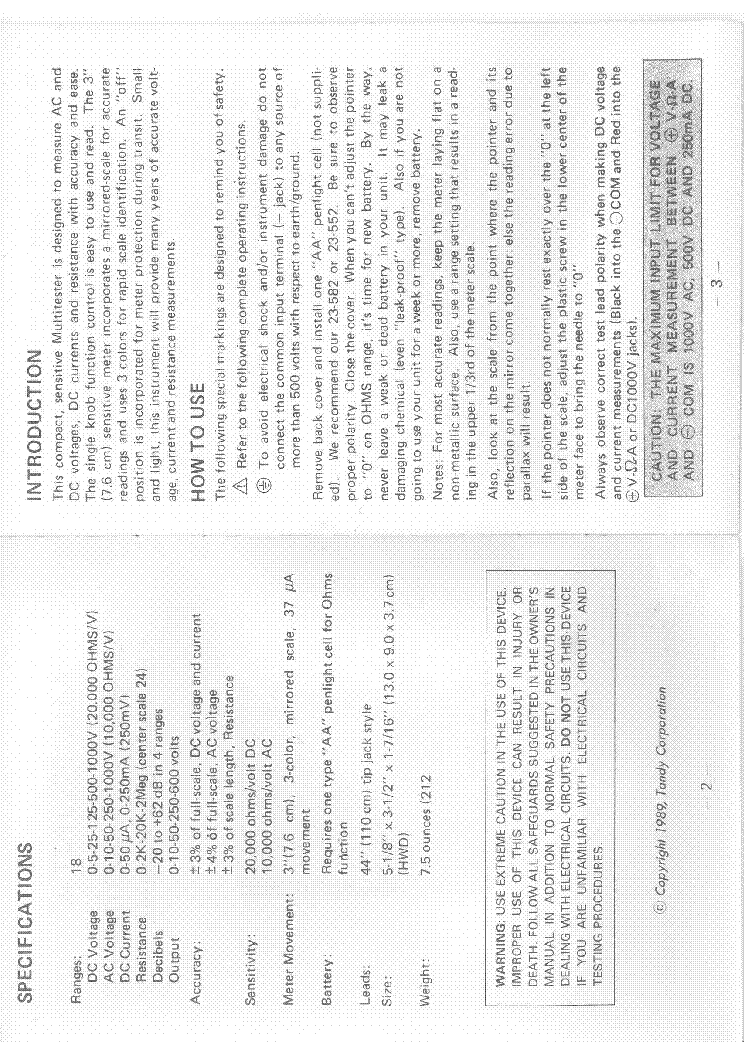 MICRONTA 22-201U VOM ANALOG MM SM service manual (2nd page)