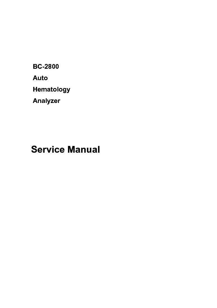 MINDRAY BC-2800 HEMATOLOGI MEASURE SM Service Manual Download ...