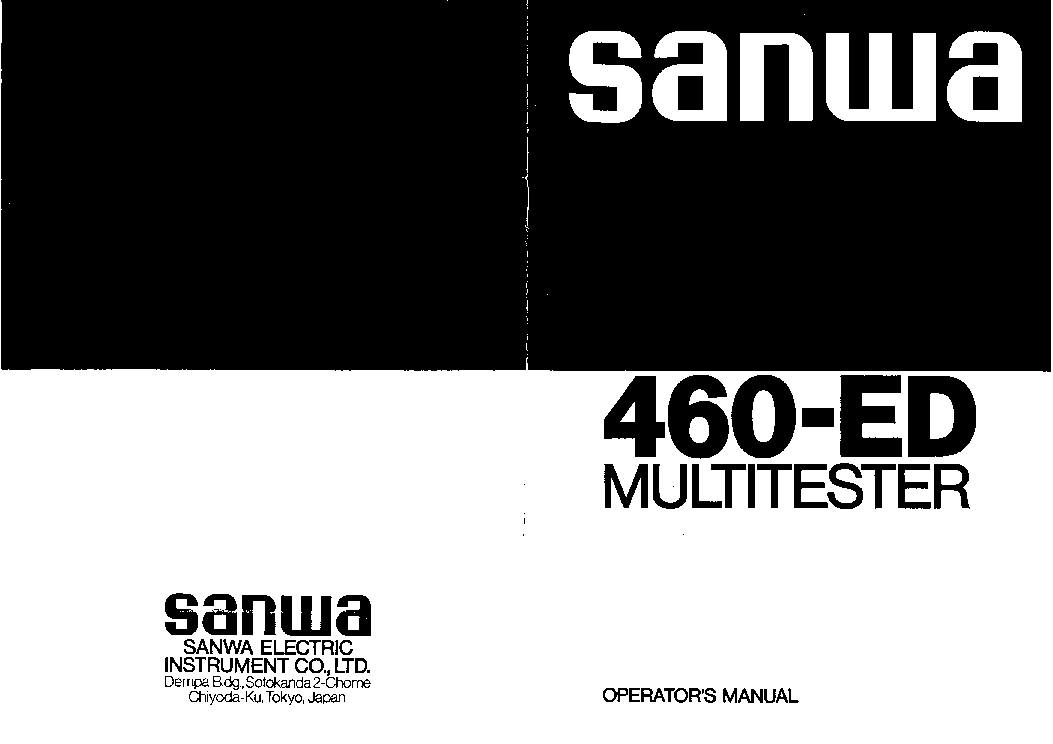 SANWA 460-ED MULTITESTER service manual