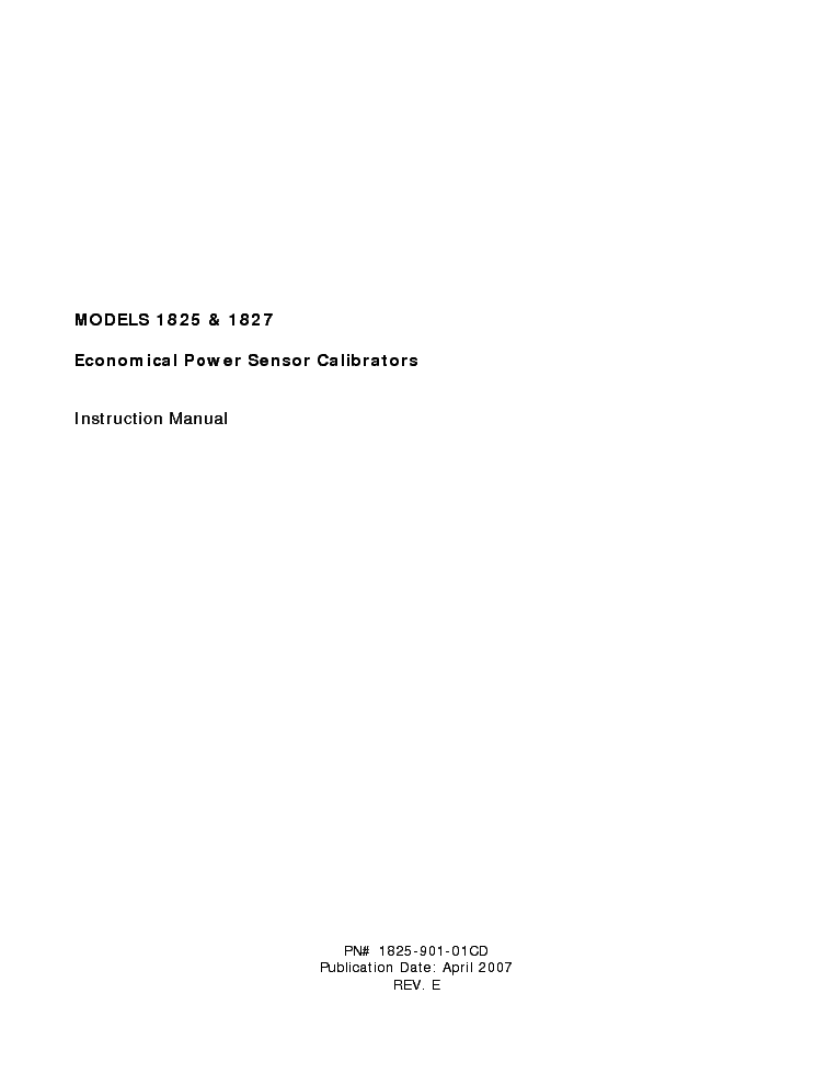 TEGAM 1825 1827 ECONOMICAL POWER SENSOR CALIBRATOR 2007 SM service manual (1st page)