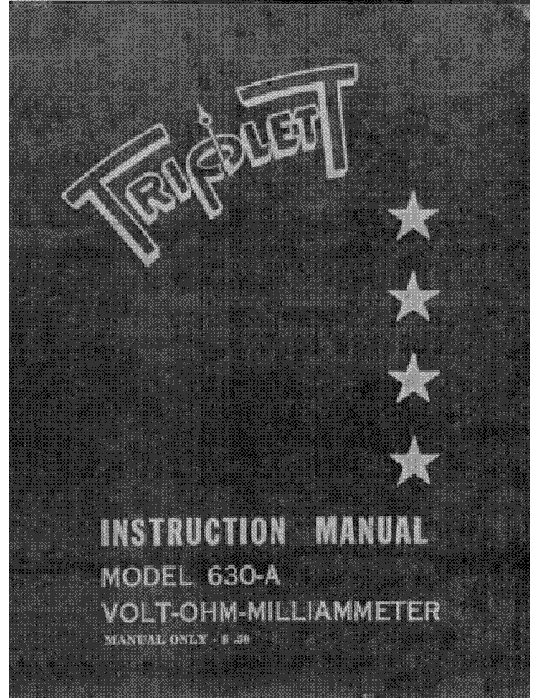 TRIPLETT 666-H POCKET V-O-M FACTORY INSTRUCTION MANUAL BOOKLET smaller version 