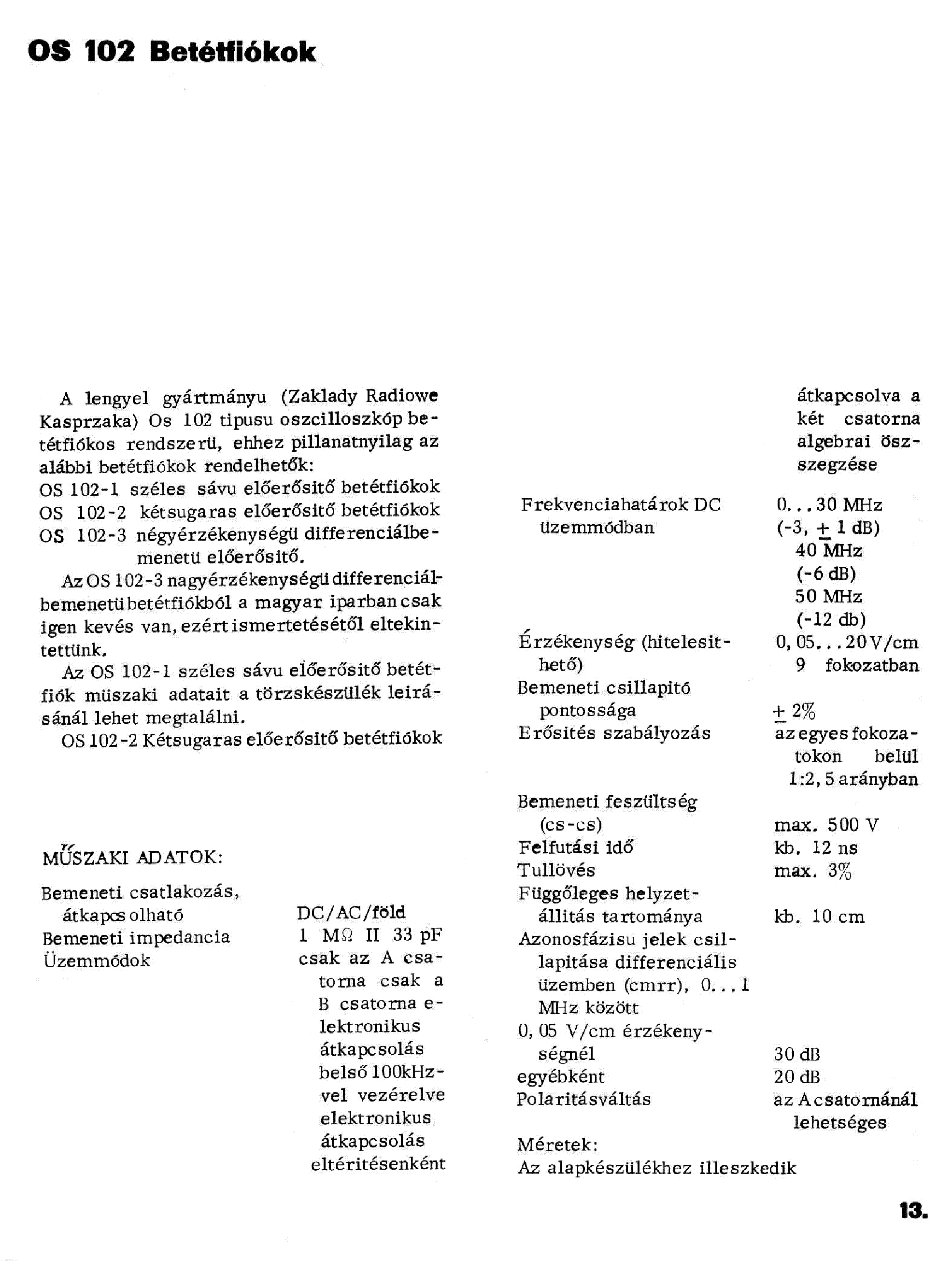 ZRK OS-102 BETETFIOKOK service manual (1st page)