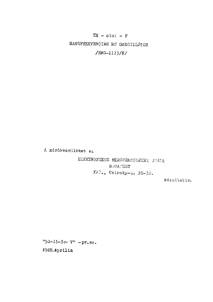EMG 1113 F TR-0101 RC OSCILLATOR service manual
