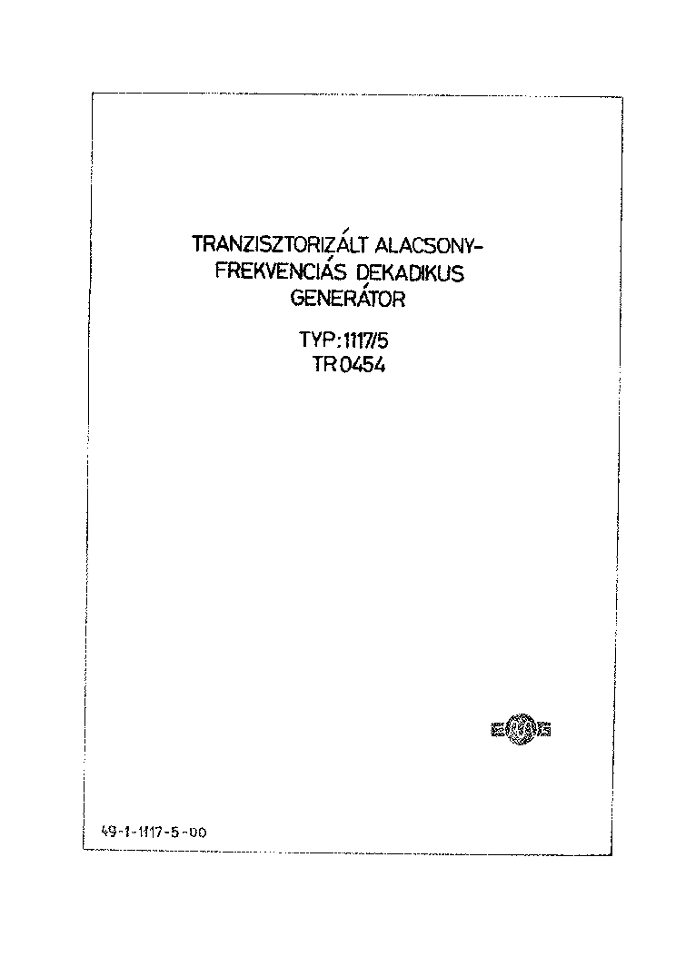EMG 1117-5 TR-0454 DEKADIKUS GENERATOR service manual