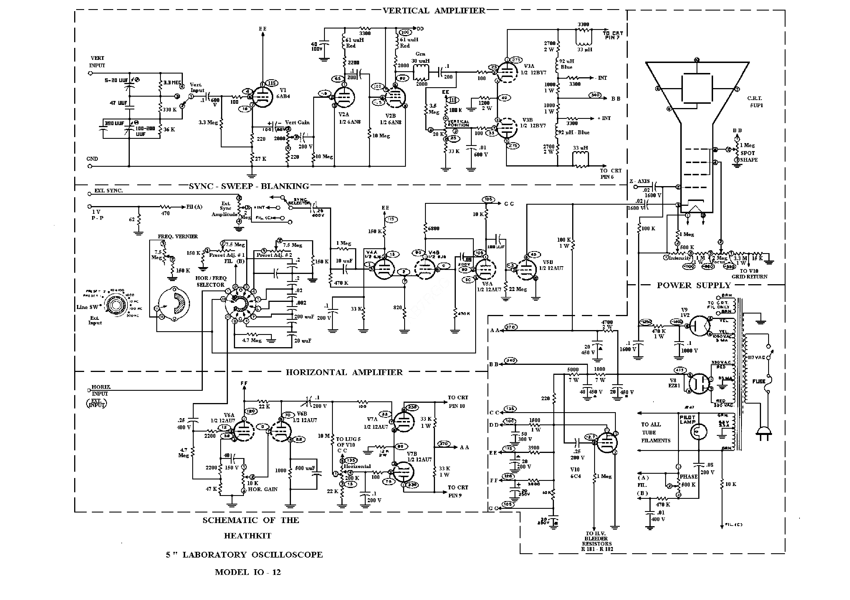 HEATHKIT IO12 OCILLOSCOPE SCH service manual