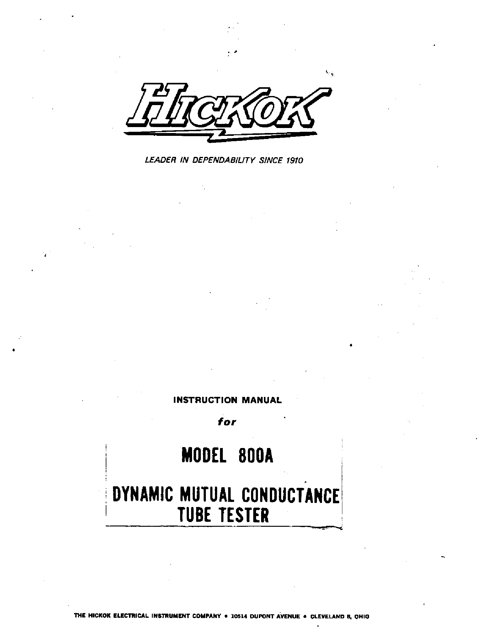 870 Instruction manual Hickok 