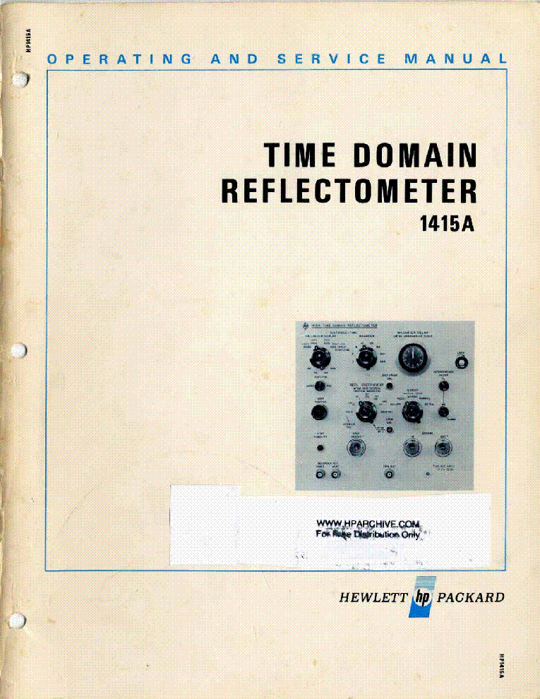 Operating & Service Manual HP 1415A  Time Domain Reflectometer 