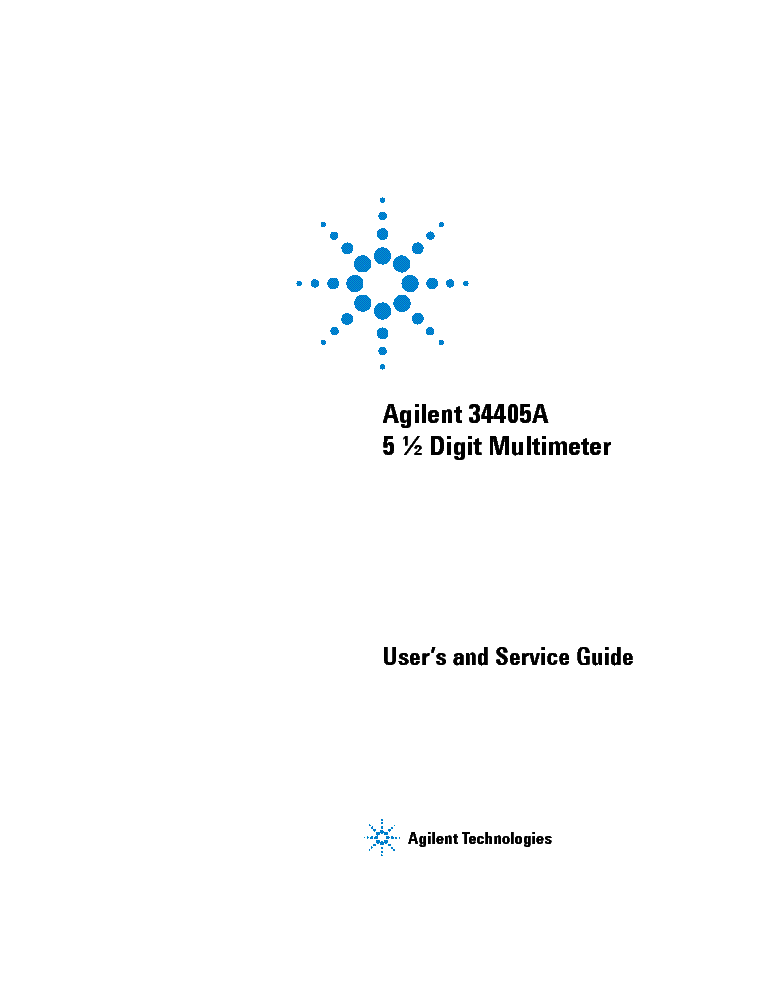 HP AGILENT-TECHNOLOGIES 34405A DIGIT MULTIMETER service manual (1st page)