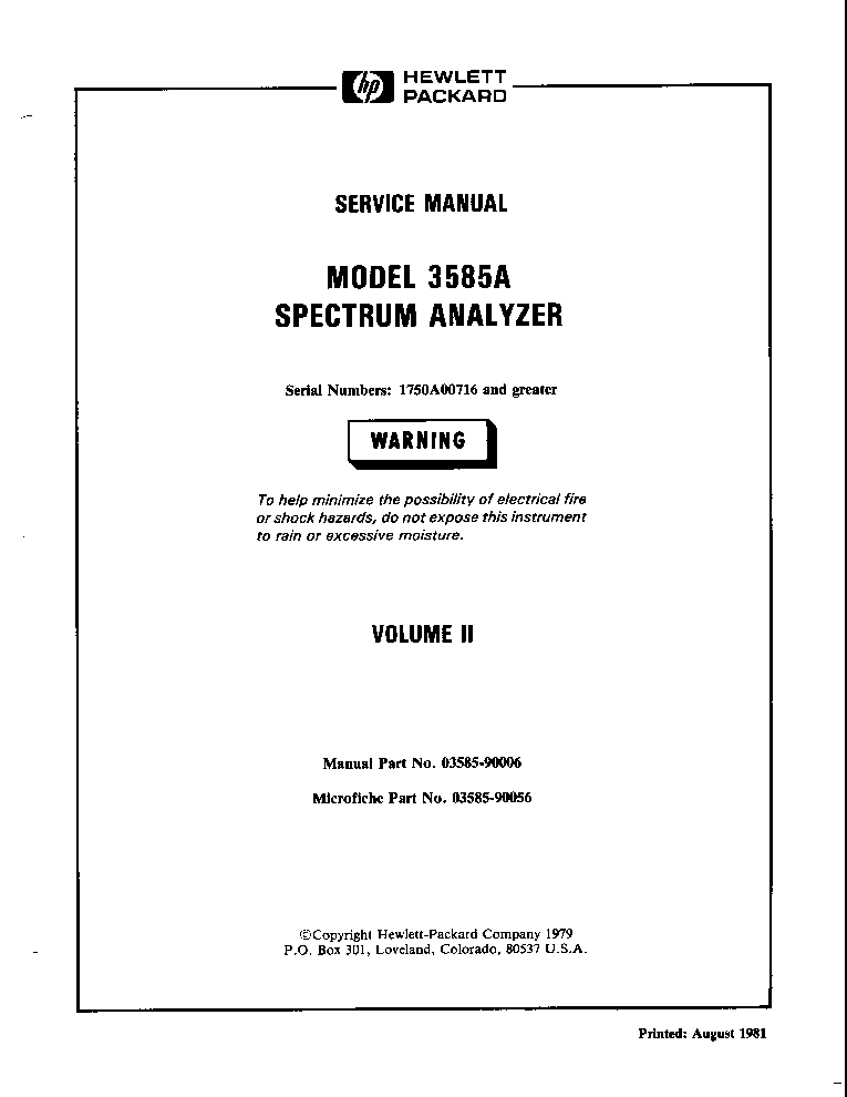 Details about   HP3585A Schematic Diagrams ORIGINAL Manual Volume 2 