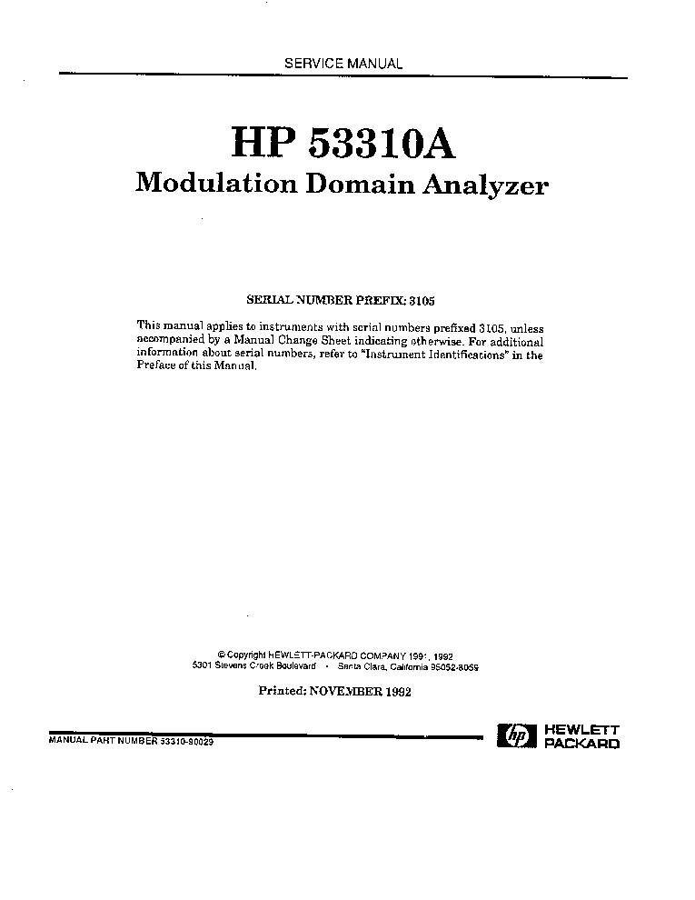 HP AGILENT-TECHNOLOGIES 53310A MODULATION DOMAIN ANALYZER service manual (2nd page)