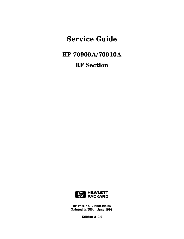 Schematics HP 70909A  70910A  RF Section Service CLIP 