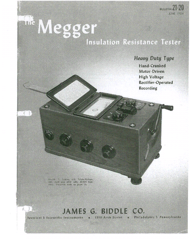 MEGGER 638 INSULATION TESTER Service Manual download, schematics